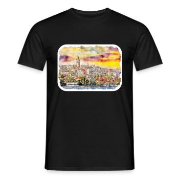 Dinde Aquarelle Esquisse Dessinée à la main Illustration - T-shirt homme - noir - Devant - AI Model Male 178 light (178cm)