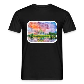 Malaisie Aquarelle Esquisse Dessinée à la Main Illustration - T-shirt homme - noir - Devant - AI Model Male 178 light (178cm)