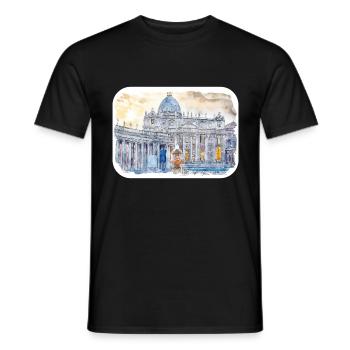 italie croquis aquarelle illustration dessinée à la main - T-shirt homme - noir - Devant - AI Model Male 178 light (178cm)