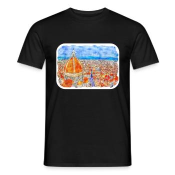 Florence Italie Aquarelle Sketch Illustration - T-shirt homme - noir - Devant - AI Model Male 178 light (178cm)