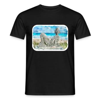 Mexique Aquarelle Esquisse Dessinée à la main Illustration - T-shirt homme - noir - Devant - AI Model Male 178 light (178cm)