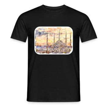 Dinde Aquarelle Esquisse Dessinée à la main Illustration - T-shirt homme - noir - Devant - AI Model Male 178 light (178cm)