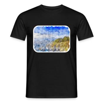 Illustration de croquis à l’aquarelle de Californie usa - T-shirt homme - noir - Devant - AI Model Male 178 light (178cm)