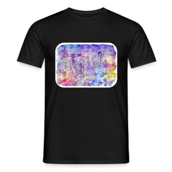 China Watercolor Sketch Hand Drawn Illustration - Men's T-Shirt - black - Front - AI Model Male 178 light (178cm)