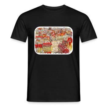 Pologne Repère Aquarelle Esquisse Dessin de peinture - T-shirt homme - noir - Devant - AI Model Male 178 light (178cm)