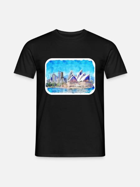 Sydney Australien Aquarell Skizze gezeichnet illustrat - Männer T-Shirt - Schwarz