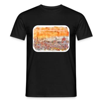 Tuscany Italy Watercolor Sketch Painting - Men's T-Shirt - black - Front - AI Model Male 178 light (178cm)