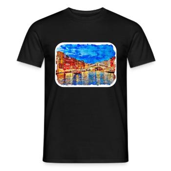 Florence Italie Aquarelle Esquisse Peinture Dessinée - T-shirt homme - noir - Devant - AI Model Male 178 light (178cm)