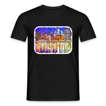 USA Aquarellskizze Handgezeichnete Illustration - Männer T-Shirt - Schwarz - Vorne - AI Model Male 178 light (178cm)
