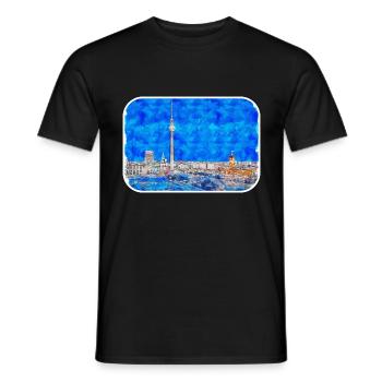 Berlin Allemagne Aquarelle Esquisse Dessinée Peinture - T-shirt homme - noir - Devant - AI Model Male 178 light (178cm)