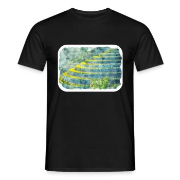 Indonésie Aquarelle Esquisse Dessinée à la Main Peinture - T-shirt homme - noir - Devant - AI Model Male 178 light (178cm)