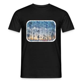 Illustration de croquis à l’aquarelle de Californie usa - T-shirt homme - noir - Devant - AI Model Male 178 light (178cm)