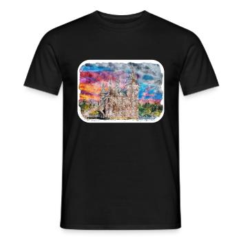 Edinburgh Schottland UK Aquarell Skizze gezeichnet Schmerz - Männer T-Shirt - Schwarz - Vorne - AI Model Male 178 light (178cm)
