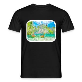 Thaïlande Aquarelle Esquisse Dessinée à la Main Illustration - T-shirt homme - noir - Devant - AI Model Male 178 light (178cm)