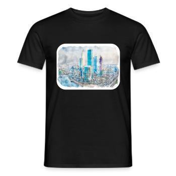 China Watercolor Sketch Hand Drawn Illustration - Men's T-Shirt - black - Front - AI Model Male 178 light (178cm)