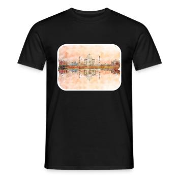 Indien Wahrzeichen Aquarell Skizze Farbe Illustratio - Männer T-Shirt - Schwarz - Vorne - AI Model Male 178 light (178cm)