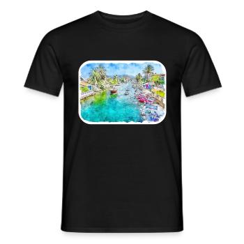 Spain Watercolor Sketch Hand Drawn Illustration - Men's T-Shirt - black - Front - AI Model Male 178 light (178cm)