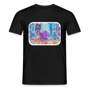 China Watercolor Sketch Hand Drawn Illustration - Men's T-Shirt - black - Front - AI Model Male 178 light (178cm)