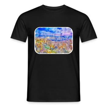 Spain Watercolor Sketch Hand Drawn Illustration - Men's T-Shirt - black - Front - AI Model Male 178 light (178cm)