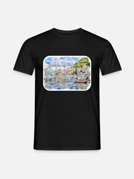 Montenegro Wahrzeichen Aquarell Skizze Illustration - Männer T-Shirt - Schwarz