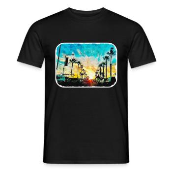 Illustration de croquis à l’aquarelle de Californie usa - T-shirt homme - noir - Devant - AI Model Male 178 light (178cm)