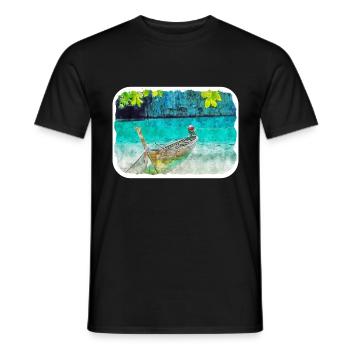 Thaïlande Aquarelle Esquisse Dessinée à la Main Illustration - T-shirt homme - noir - Devant - AI Model Male 178 light (178cm)