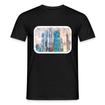 Moscou Russie Aquarelle Sketch Illustration - T-shirt homme - noir - Devant - AI Model Male 178 light (178cm)