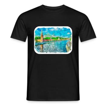 Moscou Russie Aquarelle Esquisse Dessin Dessiné - T-shirt homme - noir - Devant - AI Model Male 178 light (178cm)