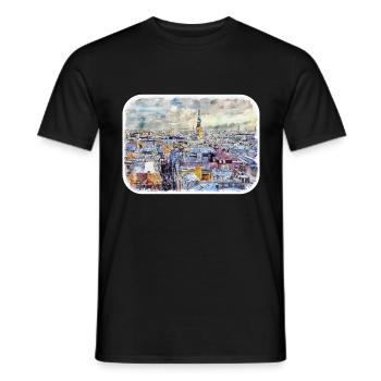 Copenhague Danemark Aquarelle Sketch Illustration - T-shirt homme - noir - Devant - AI Model Male 178 light (178cm)