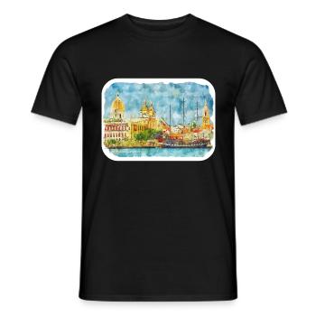 Cartagena Kolumbien Aquarell Skizze Gezeichnet Illustr - Männer T-Shirt - Schwarz - Vorne - AI Model Male 178 light (178cm)
