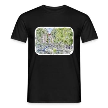 Bruges Belgium Watercolor Sketch Drawn Illustratio - Men's T-Shirt - black - Front - AI Model Male 178 light (178cm)