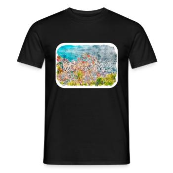 Italy Watercolor Sketch Hand Drawn Illustration - Men's T-Shirt - black - Front - AI Model Male 178 light (178cm)