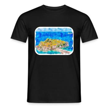 Montenegro Wahrzeichen Aquarell Skizze Illustration - Männer T-Shirt - Schwarz - Vorne - AI Model Male 178 light (178cm)