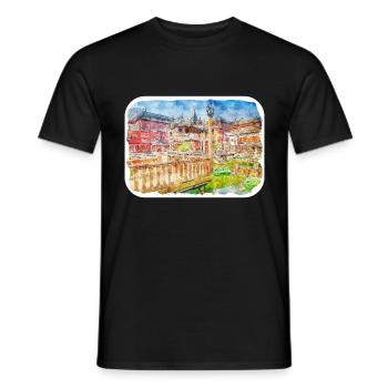 China Watercolor Sketch Hand Drawn Illustration - Men's T-Shirt - black - Front - AI Model Male 178 light (178cm)