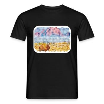USA Aquarellskizze Handgezeichnete Illustration - Männer T-Shirt - Schwarz - Vorne - AI Model Male 178 light (178cm)