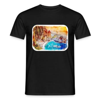 Illustration de croquis à l’aquarelle de Californie usa - T-shirt homme - noir - Devant - AI Model Male 178 light (178cm)