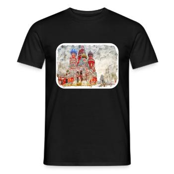 Moscou Russie Aquarelle Esquisse Dessin Dessiné - T-shirt homme - noir - Devant - AI Model Male 178 light (178cm)