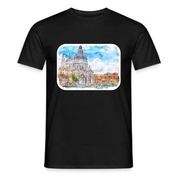 Italy Watercolor Sketch Hand Drawn Illustration - Men's T-Shirt - black - Front - AI Model Male 178 light (178cm)