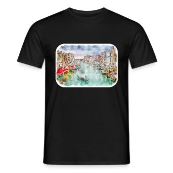 Italy Watercolor Sketch Hand Drawn Illustration - Men's T-Shirt - black - Front - AI Model Male 178 light (178cm)