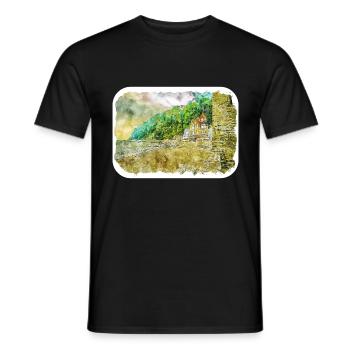 England UK Aquarell Skizze Malerei Illustration - Männer T-Shirt - Schwarz - Vorne - AI Model Male 178 light (178cm)