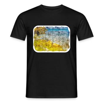 Malta Landmark Watercolor Sketch Paint Illustratio - Men's T-Shirt - black - Front - AI Model Male 178 light (178cm)