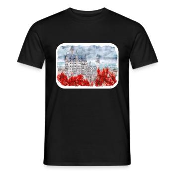 Allemagne Aquarelle Esquisse Dessinée à la main Illustration - T-shirt homme - noir - Devant - AI Model Male 178 light (178cm)