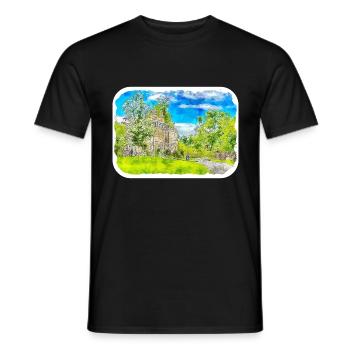 England UK Watercolor Sketch Drawn Illustration - Men's T-Shirt - black - Front - AI Model Male 178 light (178cm)