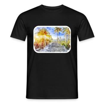 Florida USA Watercolor Sketch Drawn Illustration - Men's T-Shirt - black - Front - AI Model Male 178 light (178cm)