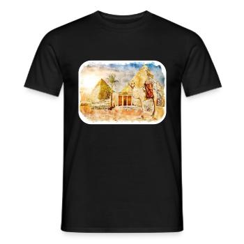 Le Caire Egypte Aquarelle Esquisse Dessinée Illustration - T-shirt homme - noir - Devant - AI Model Male 178 light (178cm)