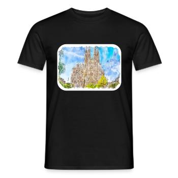 Spain Watercolor Sketch Hand Drawn Illustration - Men's T-Shirt - black - Front - AI Model Male 178 light (178cm)
