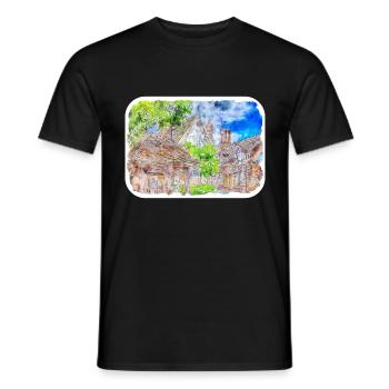 England UK Watercolor Sketch Drawn Illustration - Men's T-Shirt - black - Front - AI Model Male 178 light (178cm)