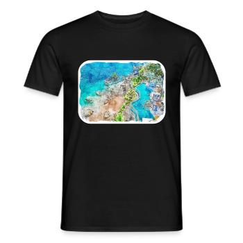 Indonésie Aquarelle Esquisse Dessinée à la Main Peinture - T-shirt homme - noir - Devant - AI Model Male 178 light (178cm)