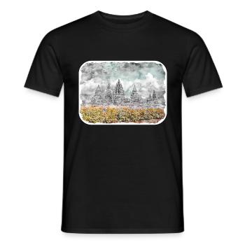 Indonésie Aquarelle Esquisse Dessinée à la Main Peinture - T-shirt homme - noir - Devant - AI Model Male 178 light (178cm)