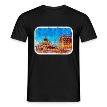 St Petersburg Russia Watercolor Sketch Drawn Illus - Men's T-Shirt - black - Front - AI Model Male 178 light (178cm)